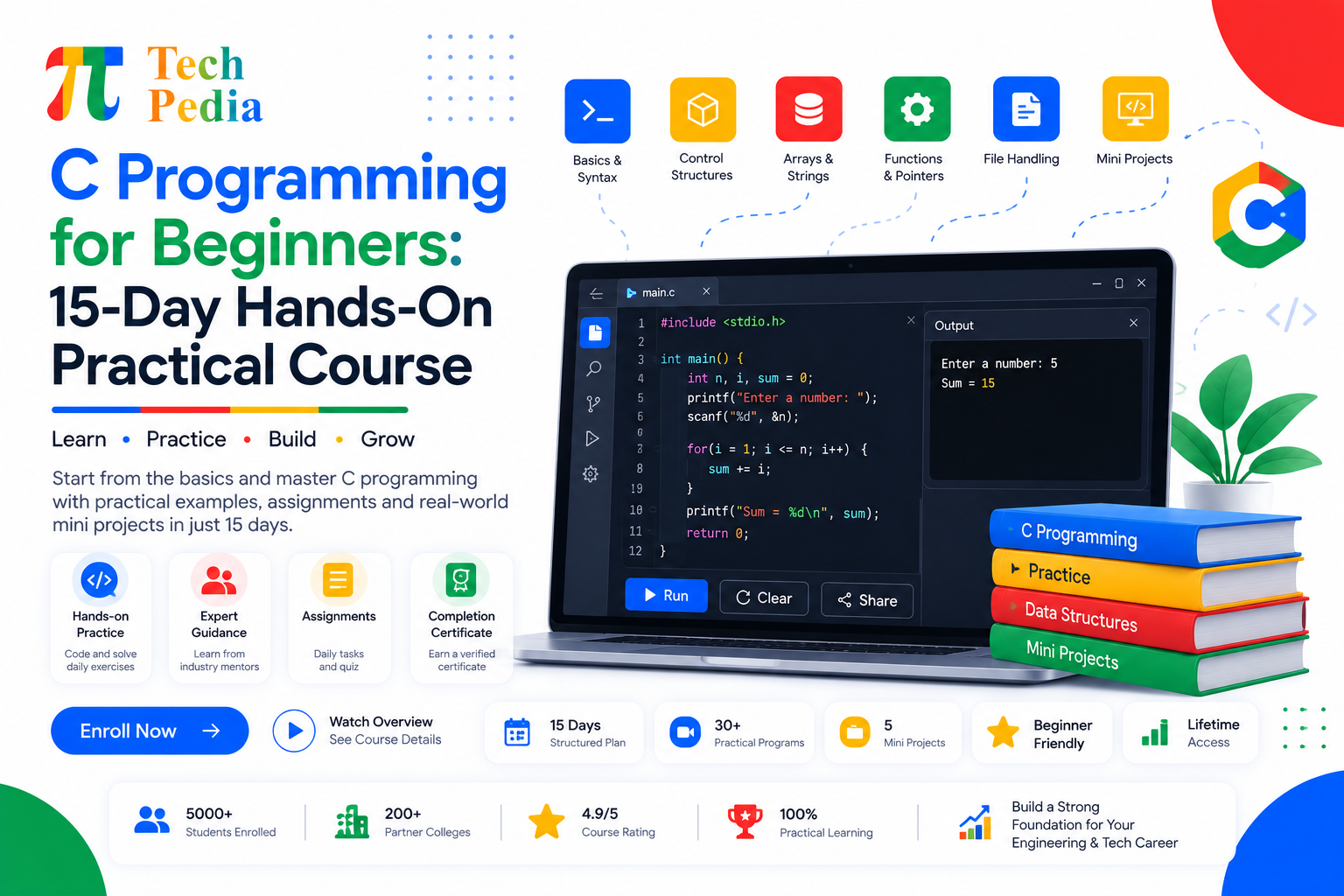 C Programming for Beginners: 15-Day Hands-On Practical Course